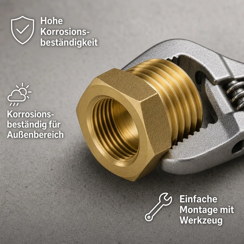 Messing Reduzierstück, Gewindefitting, 3/4" AG x 3/8" IG