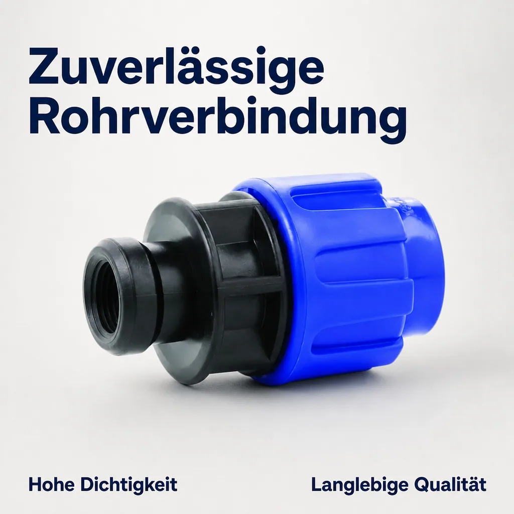 PE Rohr Verschraubung, 25mm x 1" IG, PP, Klemmverbinder - Trinkwasser