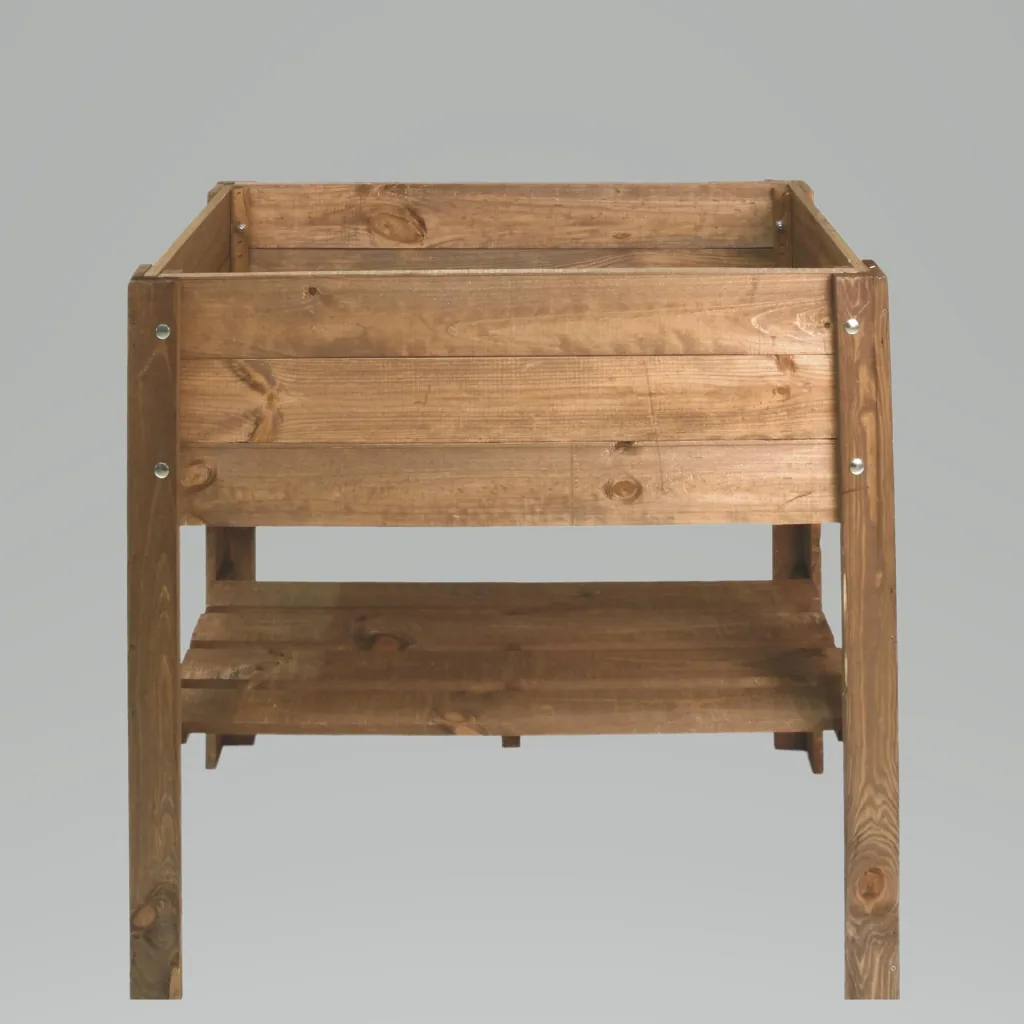 Hochbeet mit Ablage aus Holz - braun