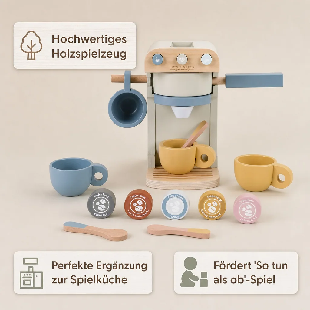 Little Dutch Holz Spielküche Zubehör Kaffeemaschine