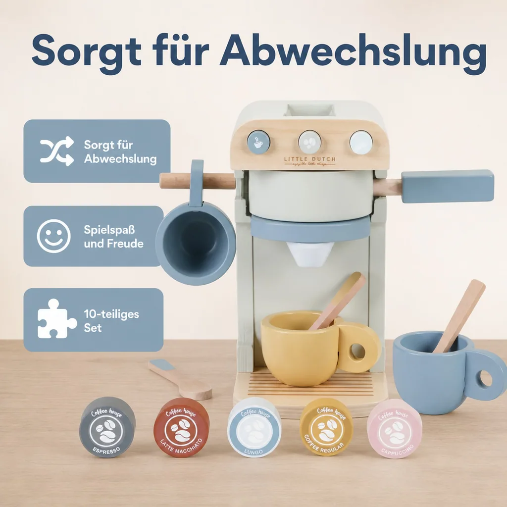 Little Dutch Holz Spielküche Zubehör Kaffeemaschine