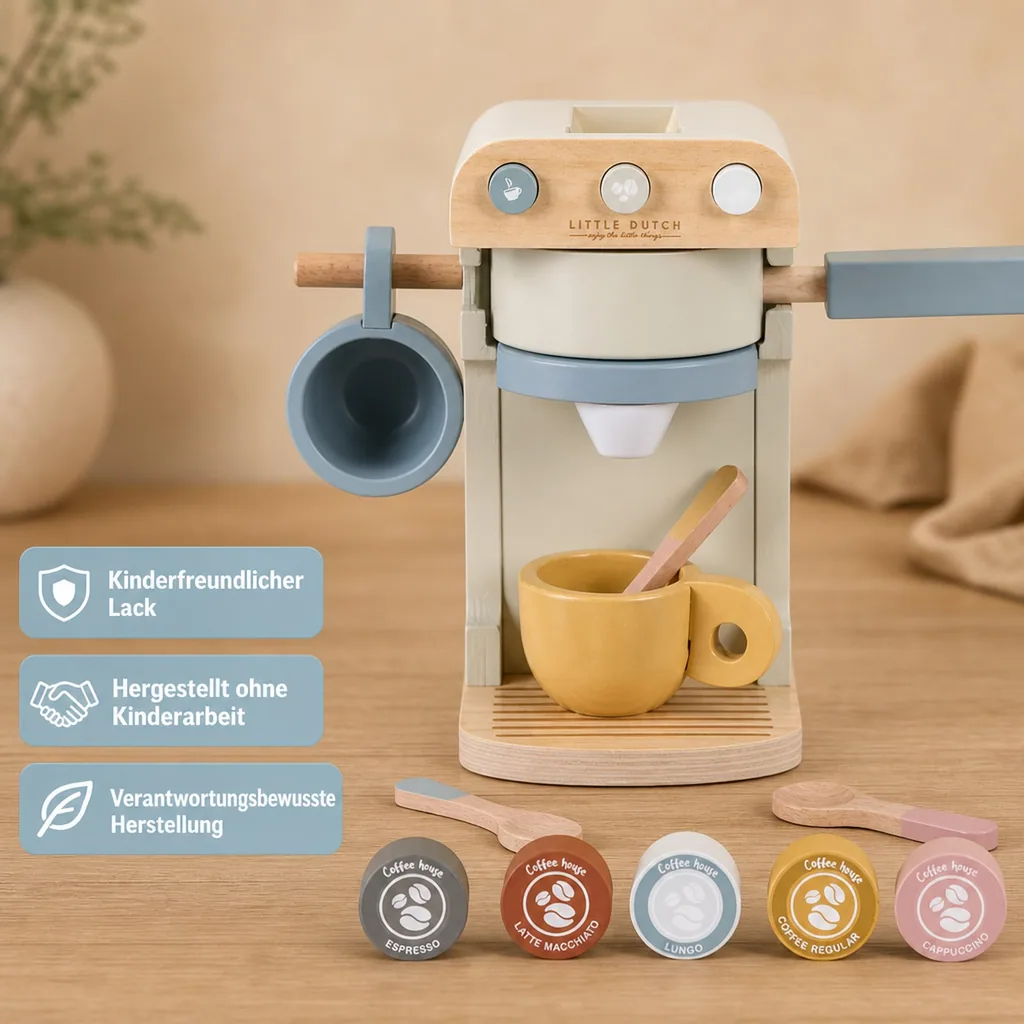 Little Dutch Holz Spielküche Zubehör Kaffeemaschine