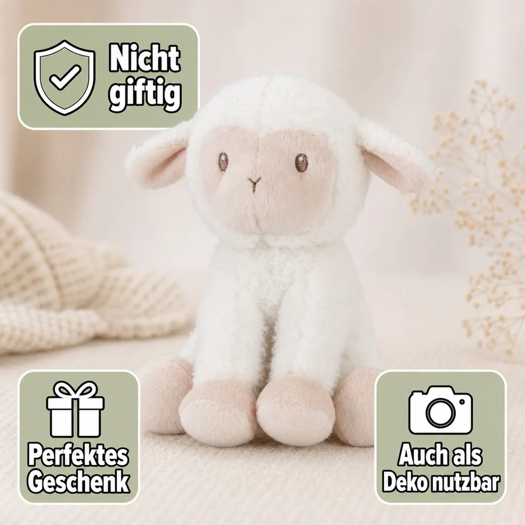 Little Dutch Kuscheltier, Plüschtier, Stofftier Schaf - Little Farm, aus weichem Stoff - Perfekt zum Spielen & Schmusen, 17cm