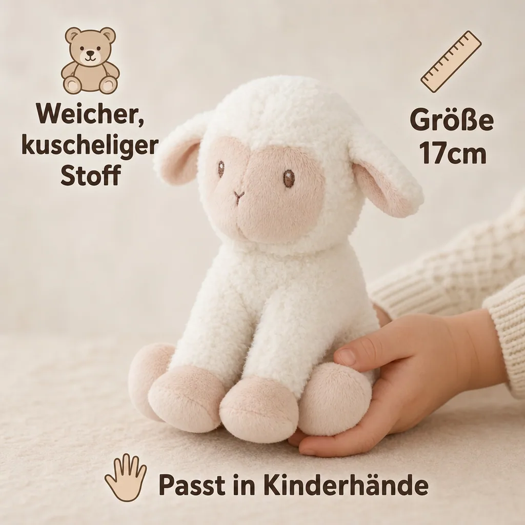 Little Dutch Kuscheltier, Plüschtier, Stofftier Schaf - Little Farm, aus weichem Stoff - Perfekt zum Spielen & Schmusen, 17cm