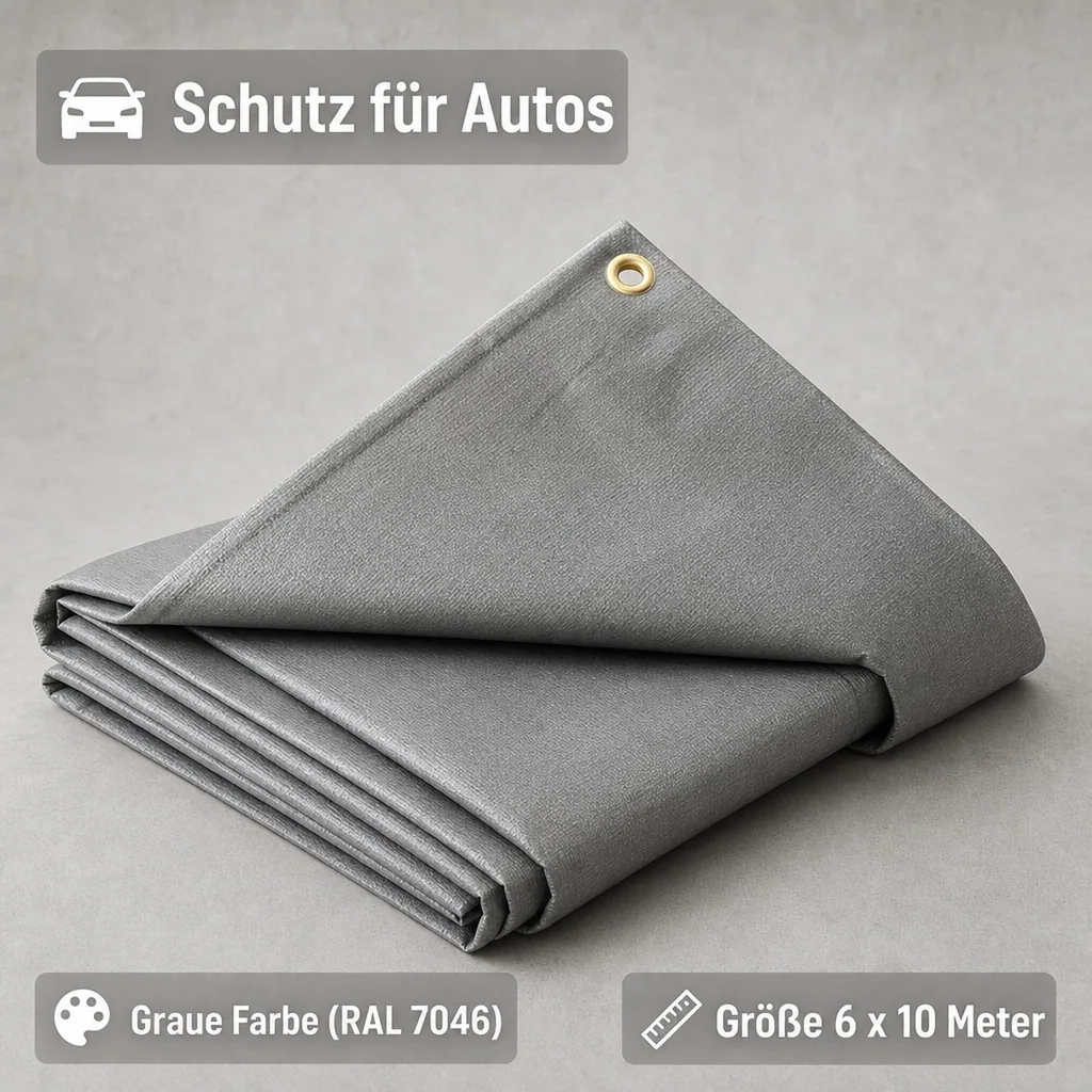 Abdeckplane 280 g/m², grau, wasserdicht, reißfest, 6x10 (60m²)