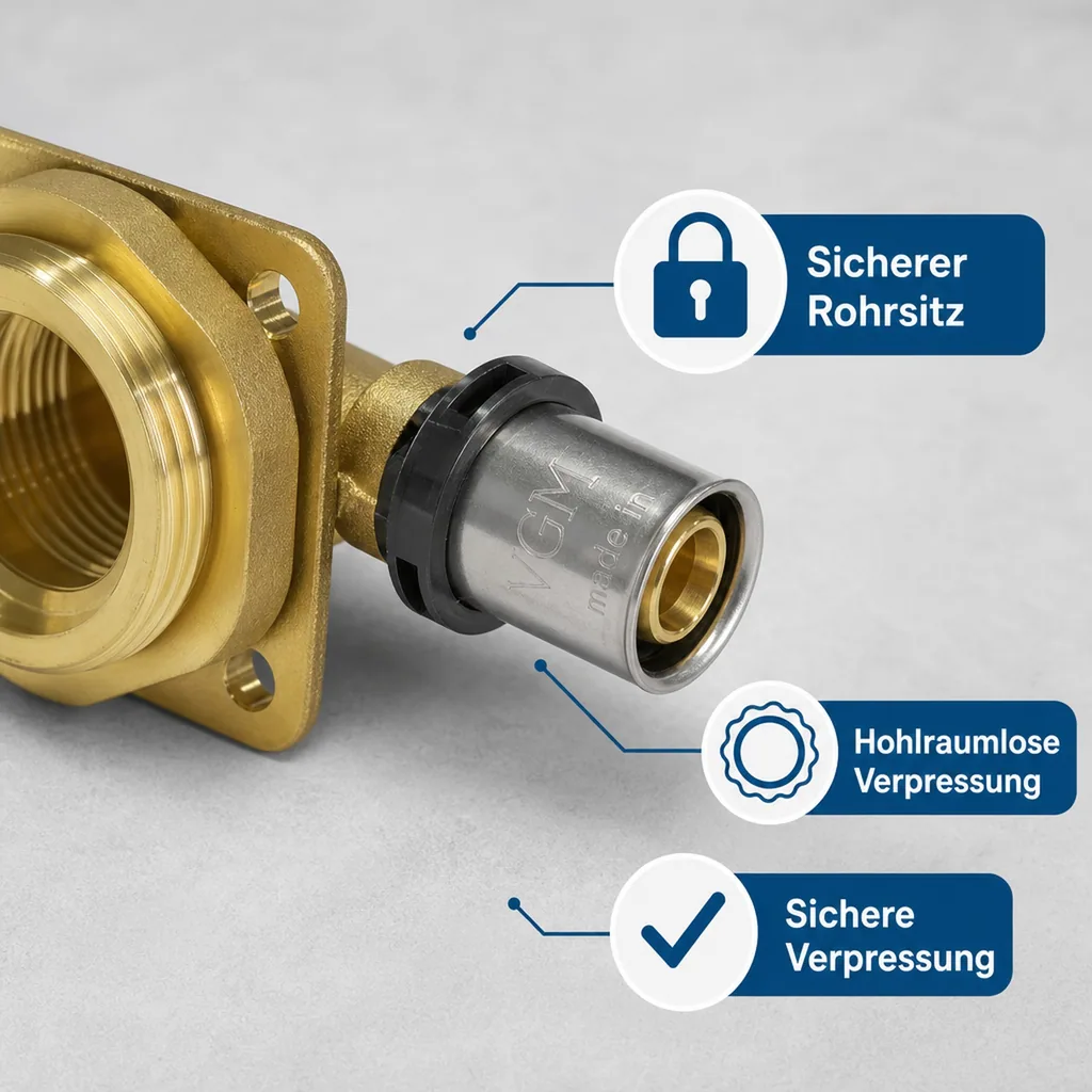 Spülkastenanschluss, Pressfitting 16 x 2 - 1/2", Messing, DVGW zertifiziert