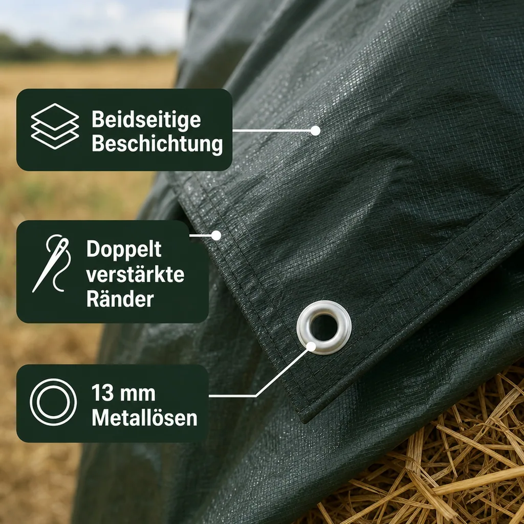 Abdeckplane grün 5x6m, 280 g/m², 30m², wasserdicht und reißfest