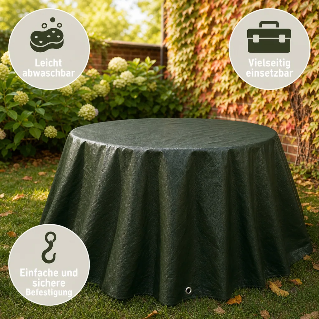 Abdeckplane grün 5x6m, 280 g/m², 30m², wasserdicht und reißfest