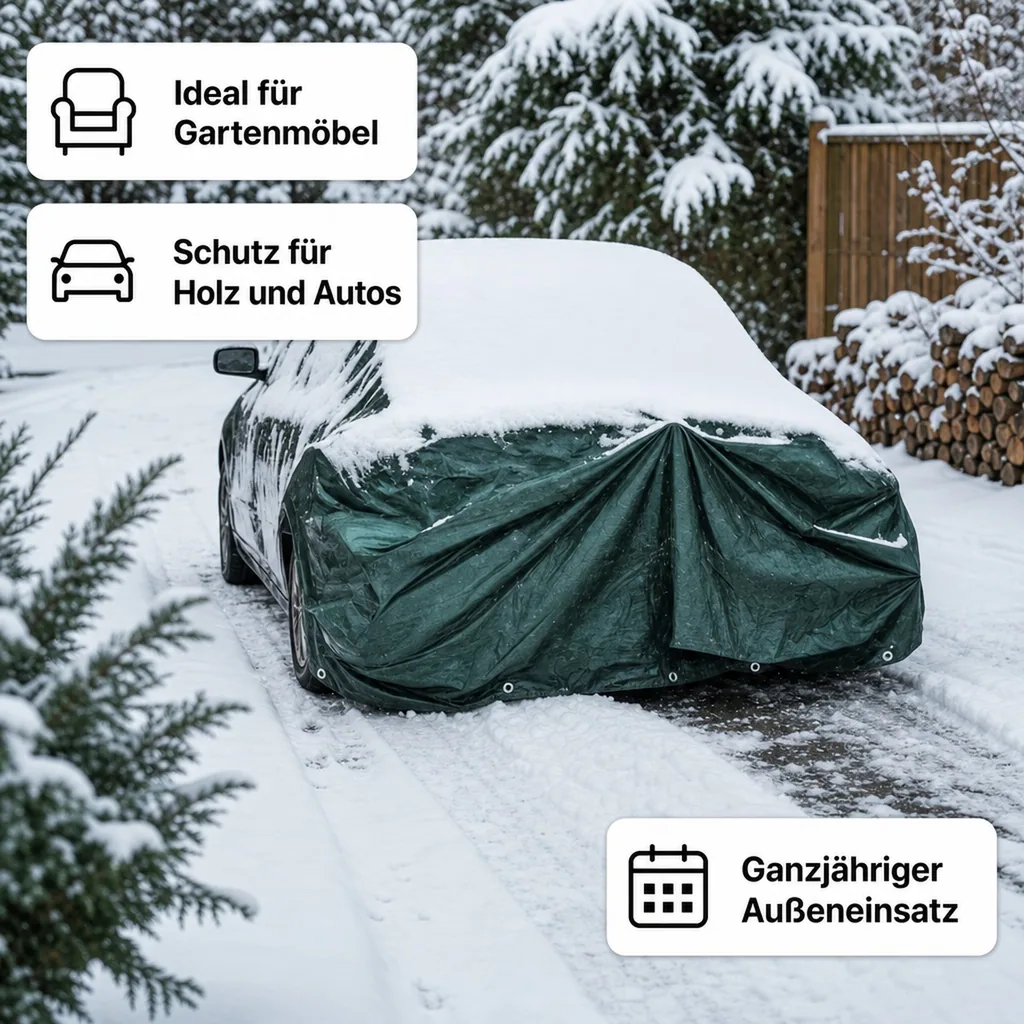 Abdeckplane grün 5x6m, 280 g/m², 30m², wasserdicht und reißfest