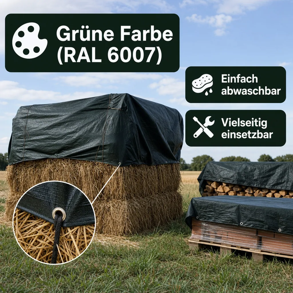 Abdeckplane 6x8m, 280g/m², (48m²), grün, reißfest und wasserdicht
