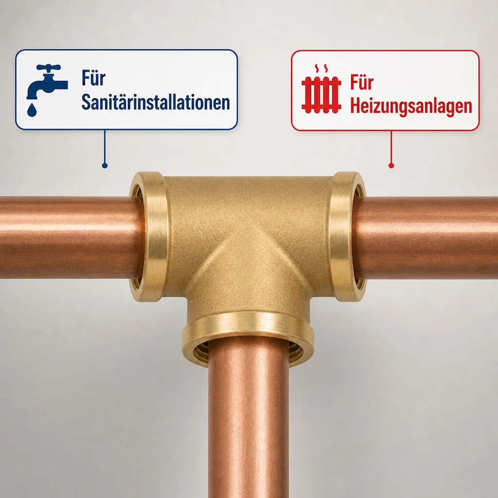 Messingfitting, T-Stück 1 Zoll Innengewinde, Gewindefitting Sanitär Heizung