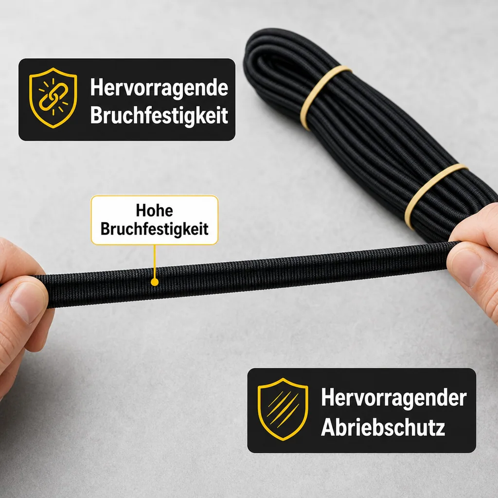 Expanderseil 10mm, Gummiseil, 10m schwarz, elastisches Seil