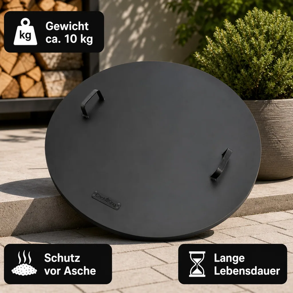 Feuerschalen Abdeckung 102cm, Deckel mit Rand, Stahl