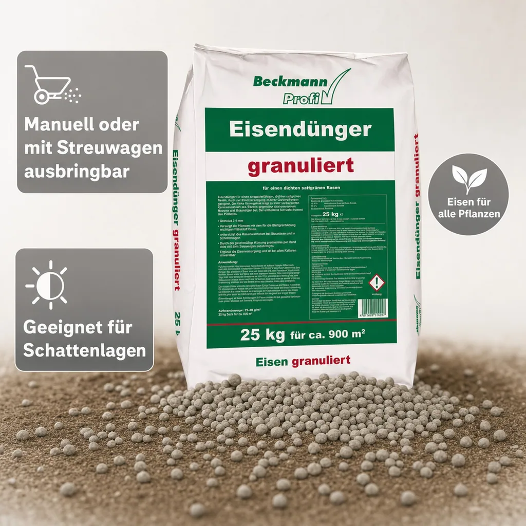 25 kg granulierter Beckmann Eisendünger 2-4mm f. ca. 900m²