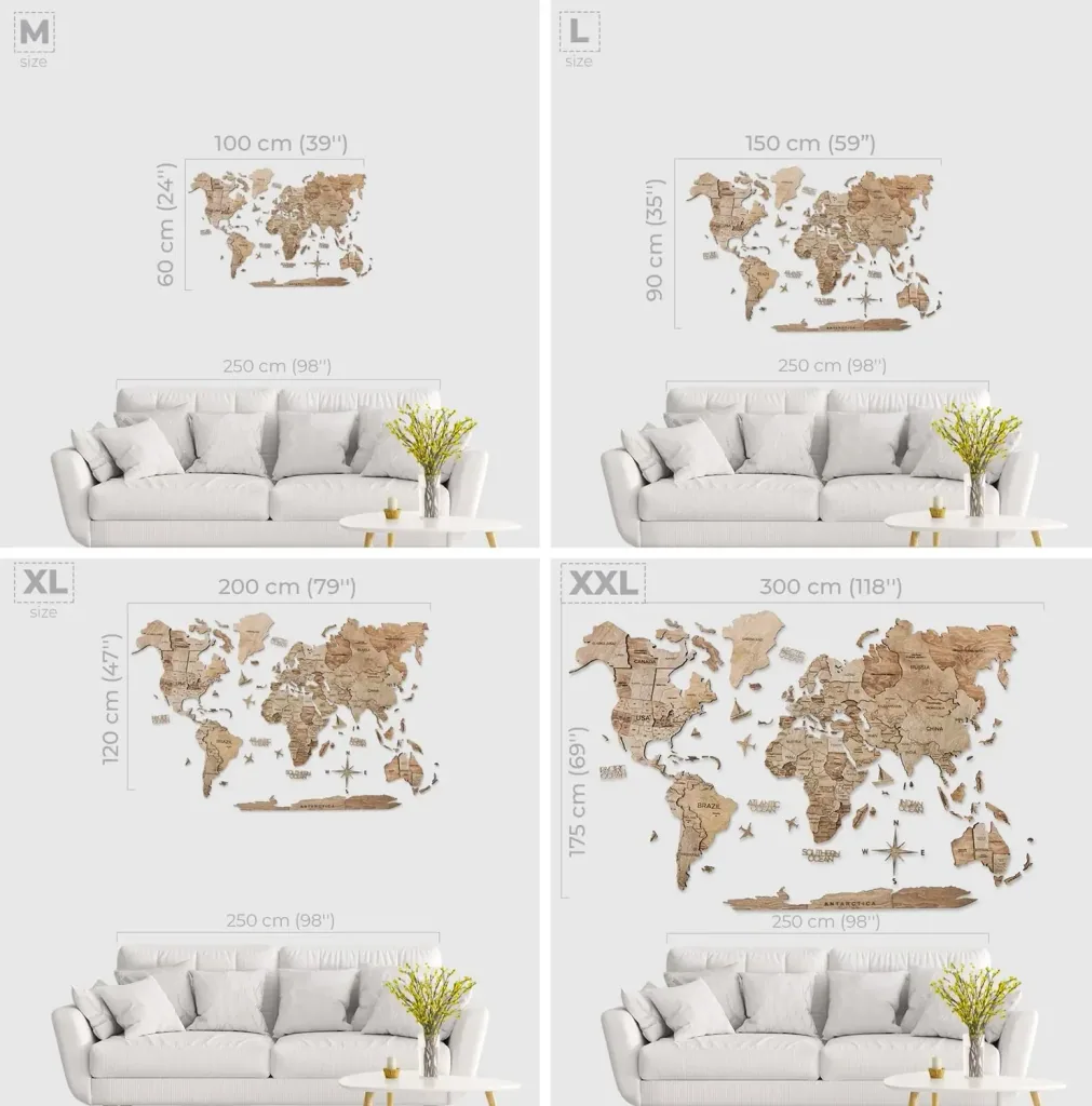 Weltkarte holz, Landkarte Welt, Weltkarte Wanddeko 3D - Enjoy The Wood, Terra Prime, Weltkarte Größe: XL