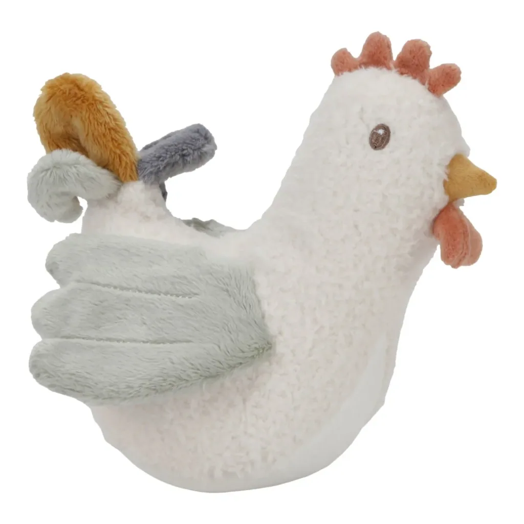 Little Dutch Kuscheltier, Plüschtier, Stehaufmännchen Steh-auf Huhn, Little Farm - Babyspielzeug mit Wackel- & Klingeffekt ab 0 Monaten