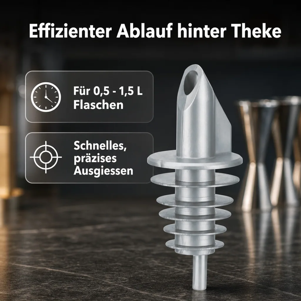 Ausgiesser - BILLY, Kunststoff, für 0,5 - 1,5 L Flaschen, mit 5 Lamellen, silber
