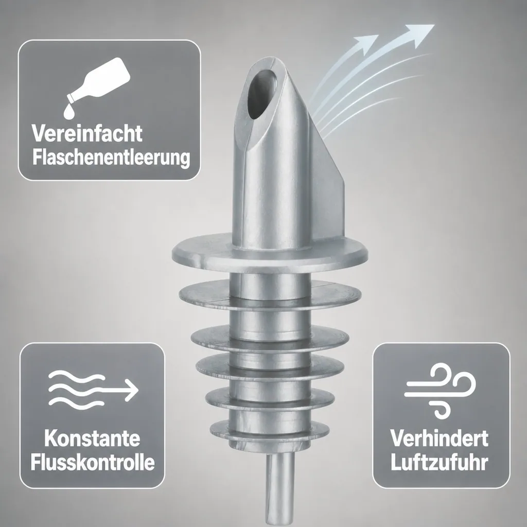 Ausgiesser - BILLY, Kunststoff, für 0,5 - 1,5 L Flaschen, mit 5 Lamellen, silber