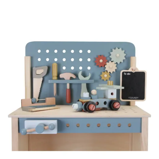 Little Dutch Werkbank Kinder, Spielzeug Werkzeug - Holz, Blau