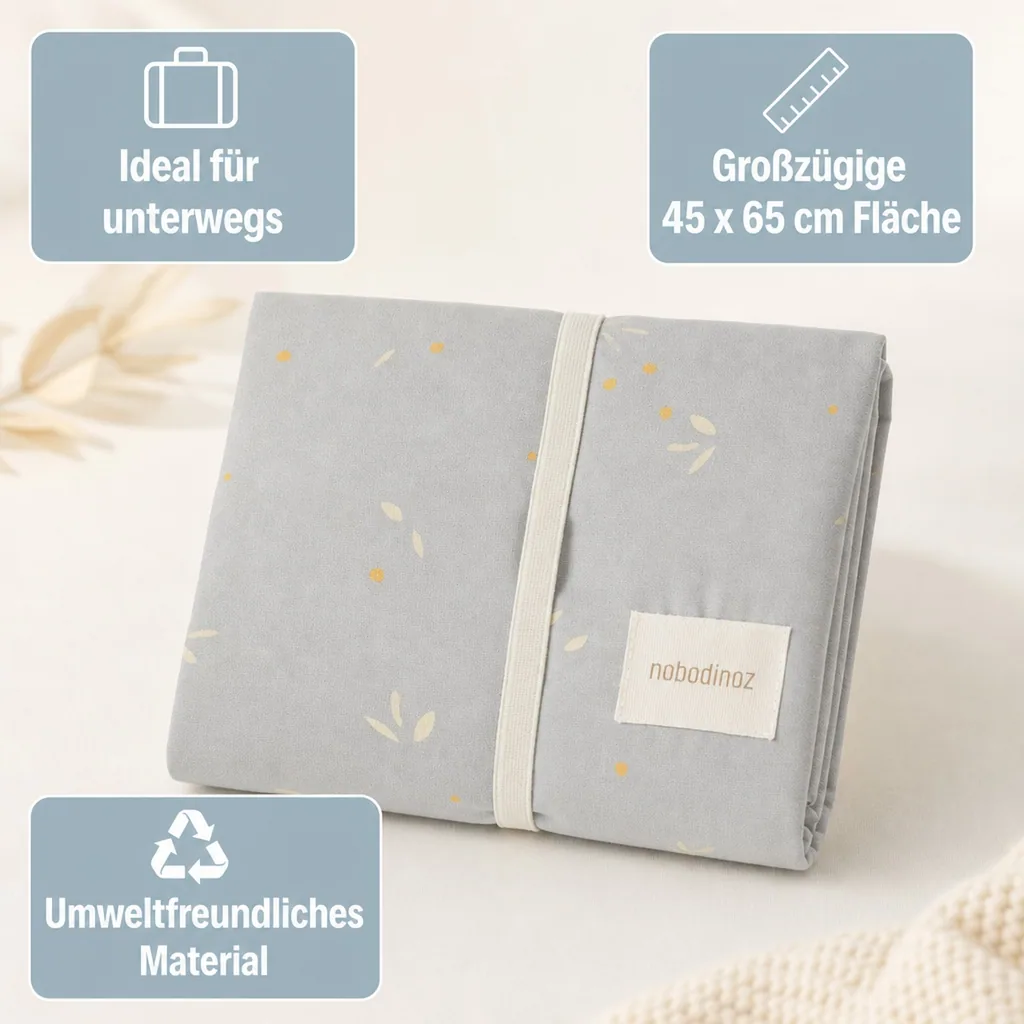 Nobodinoz STORIES Wickelauflage, Wickelmulde, 45 x 65 cm, Farbe: Weide zartblau