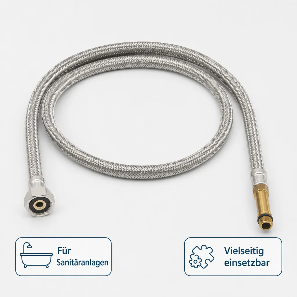Panzerschlauch, Flexschlauch, DN8, 1000mm, Edelstahlumflechtung