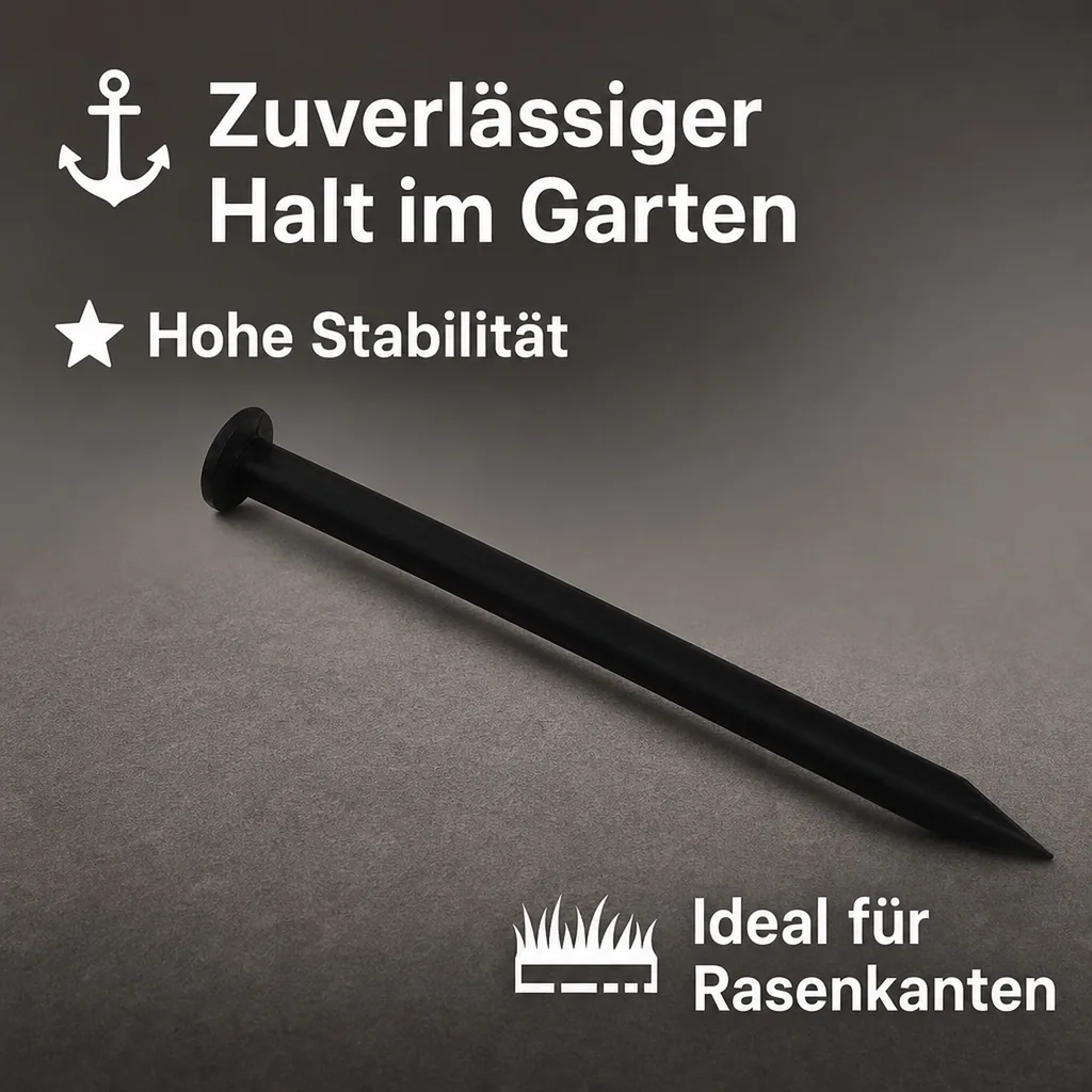 Erdnägel 25 cm, Befestigungsnägel, Garten Heringe, Bodenanker, Schwarz