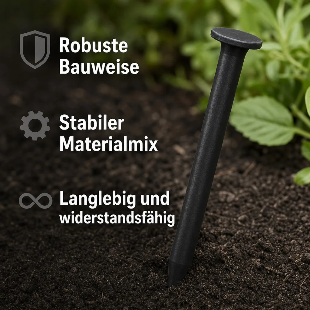 Erdnägel 25 cm, Befestigungsnägel, Garten Heringe, Bodenanker, Schwarz