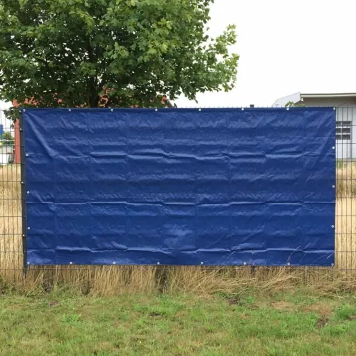 Bauzaunplane blau, 1,76x3,41m, 160g/m², Sichtschutz und Windschutz