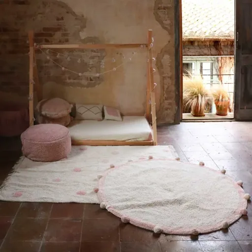 Lorena Canals waschbarer Teppich "Bubbly Natural" rosa rund
