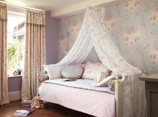 Little Sanderson Abracazoo Motivstoff Feen Garten hellblau lila pink