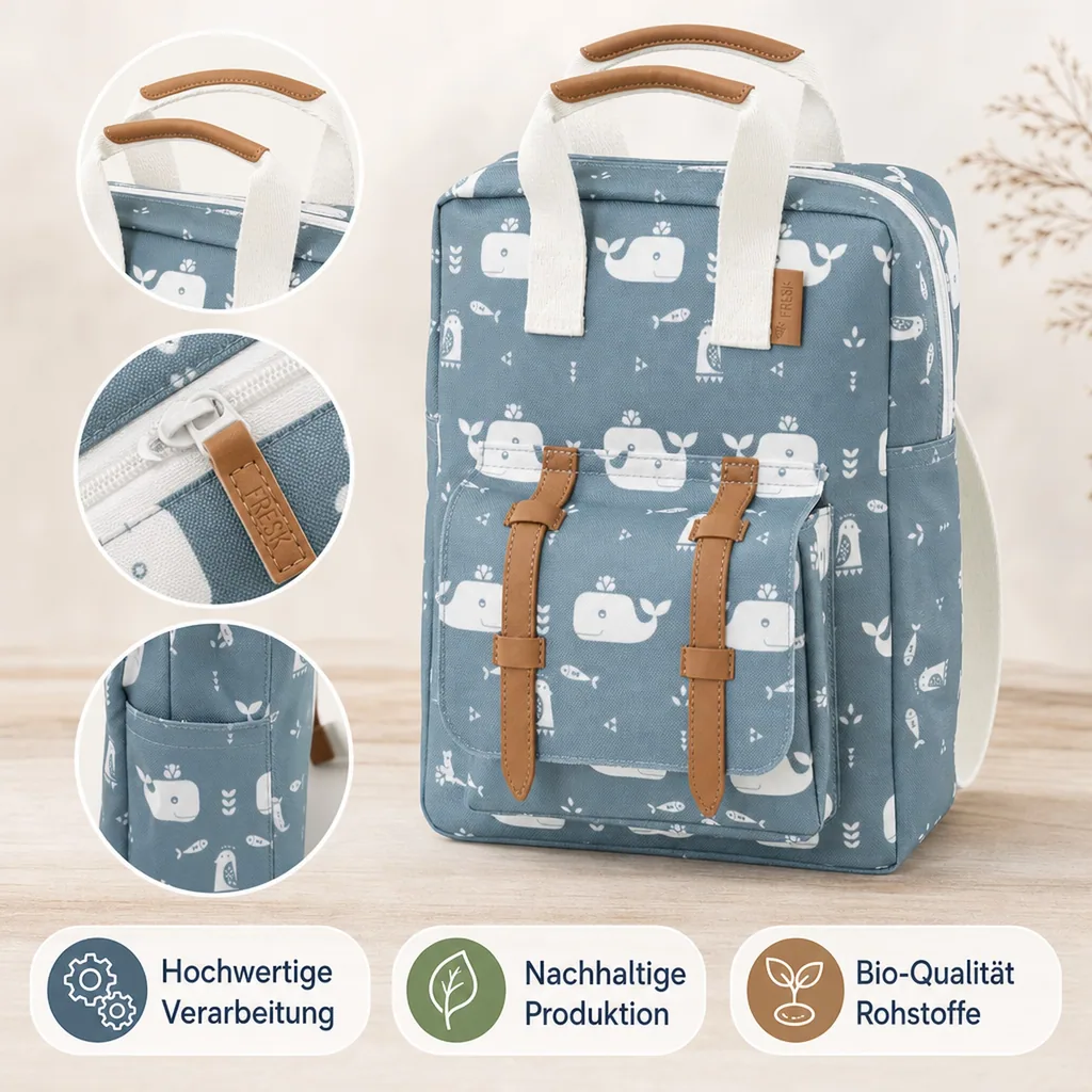 Fresk Kinderrucksack Wal blau