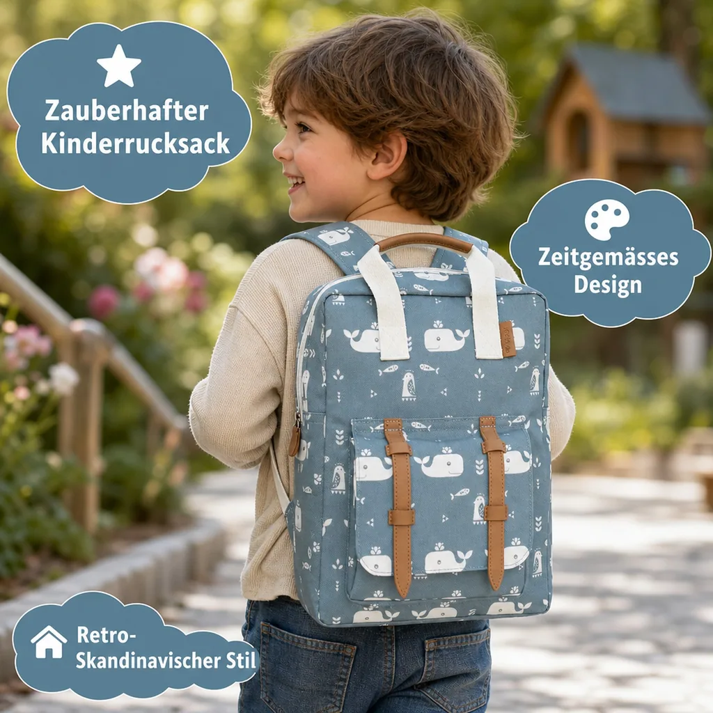 Fresk Kinderrucksack Wal blau