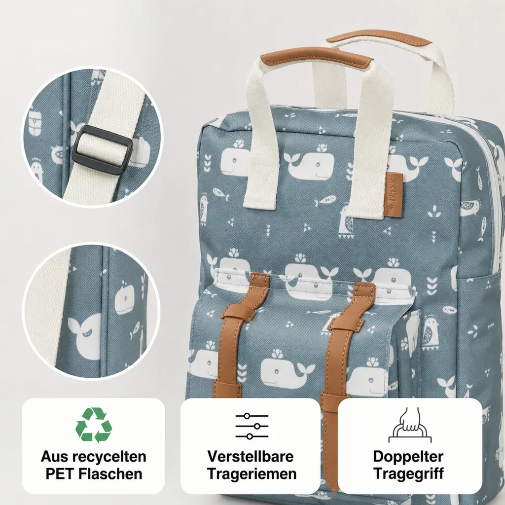 Fresk Kinderrucksack Wal blau