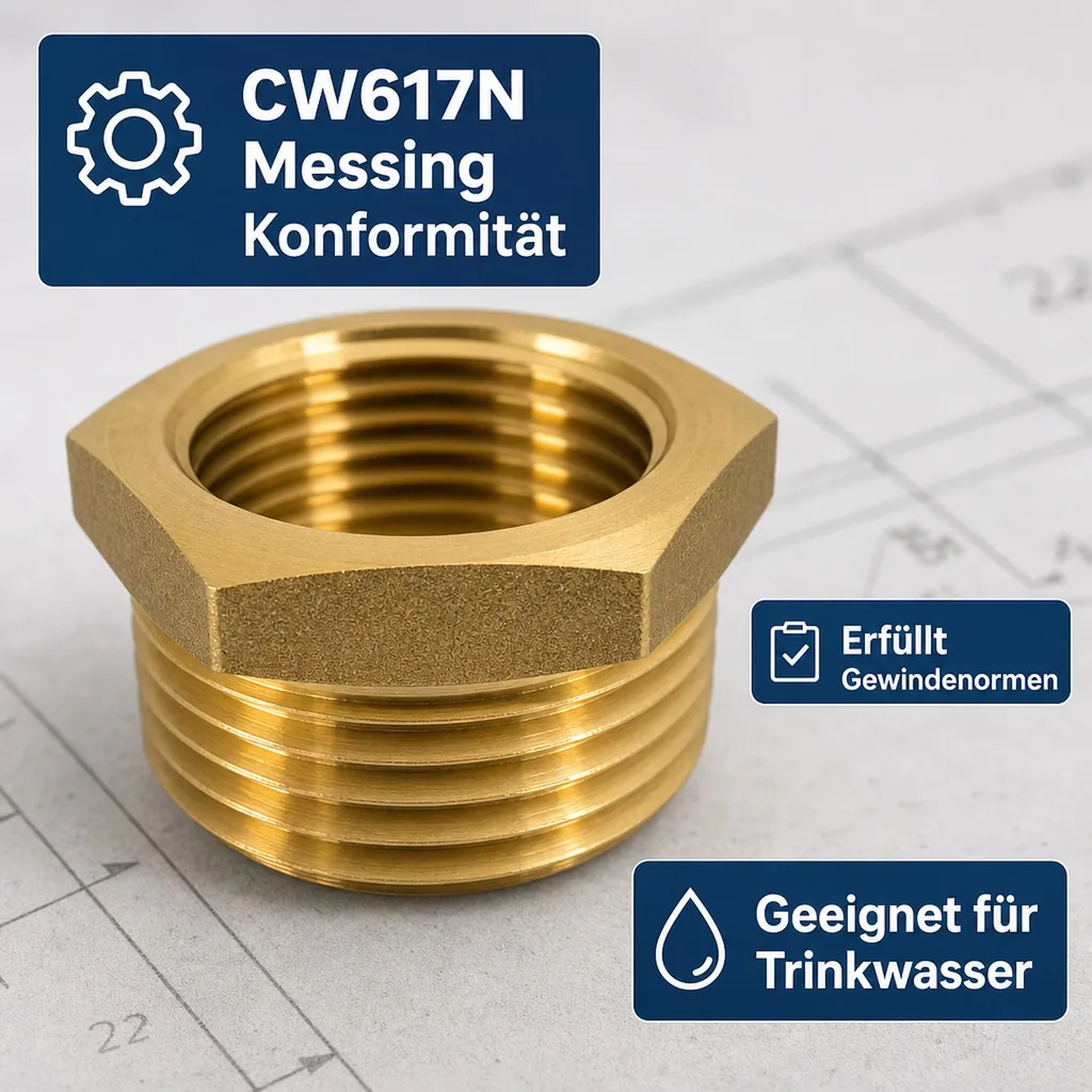 Messing Reduzierstück, Gewindefitting, 2" AG x 1 1/2" IG, Sanitär, Heizung