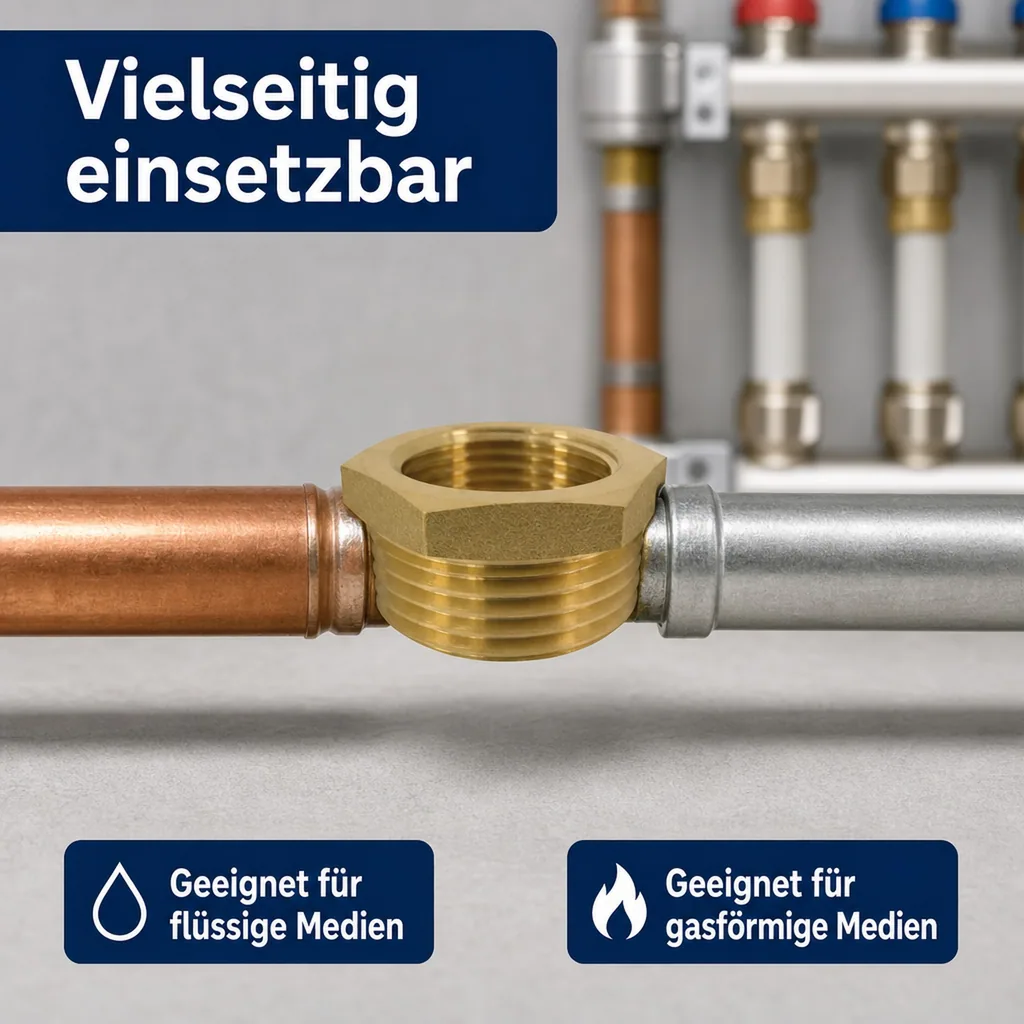 Messing Reduzierstück, Gewindefitting, 2" AG x 1 1/2" IG, Sanitär, Heizung