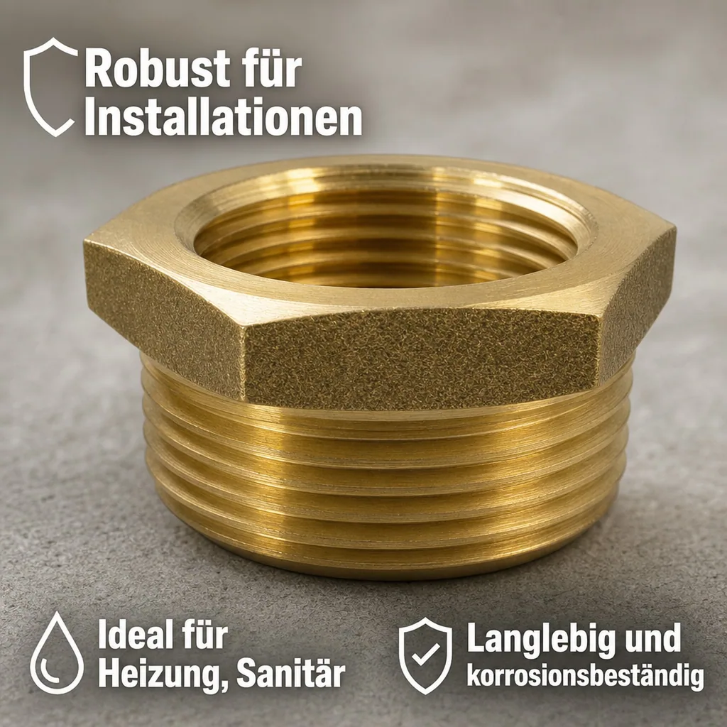 Messing Reduzierstück, Gewindefitting, 2" AG x 1 1/2" IG, Sanitär, Heizung