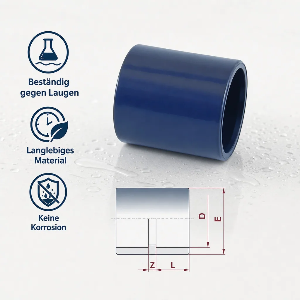PVC Verbinder 20 mm, Klebemuffe, PN16