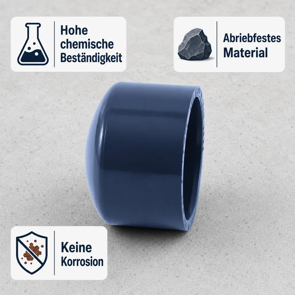 Klebemuffe 50mm, PVC-U Kappe, PVC Fitting, PN16