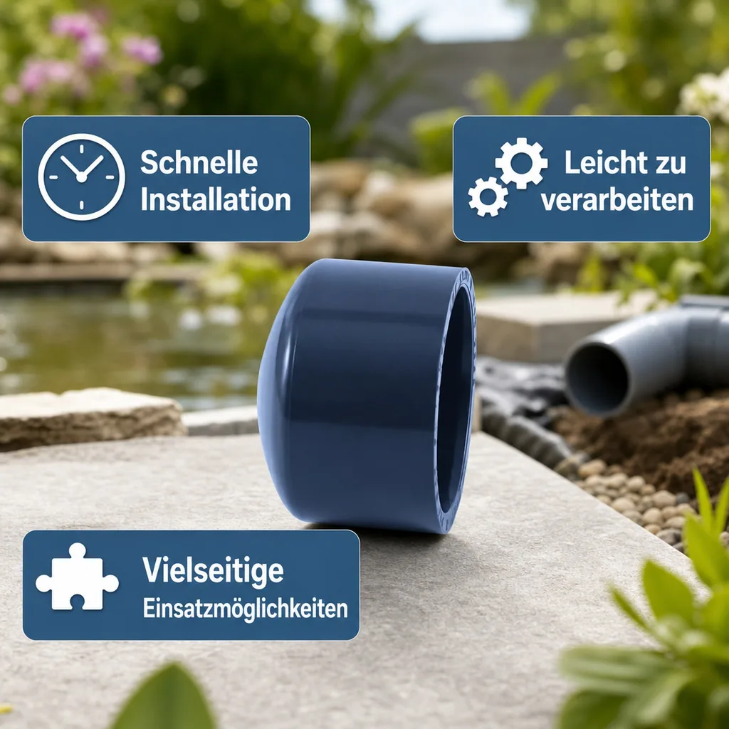 Klebemuffe 50mm, PVC-U Kappe, PVC Fitting, PN16