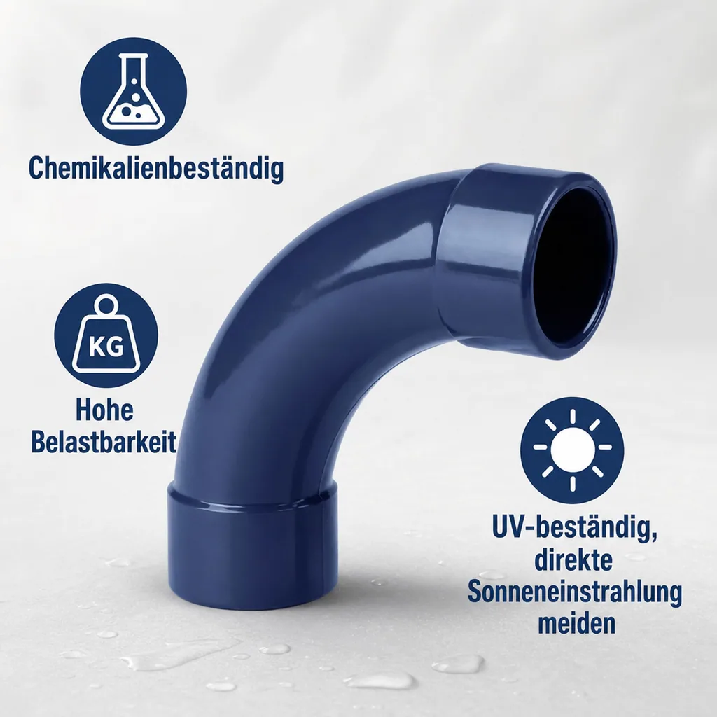 PVC Fittings, PVC Bogen 90 Grad, Klebefittinge 25mm, U Form