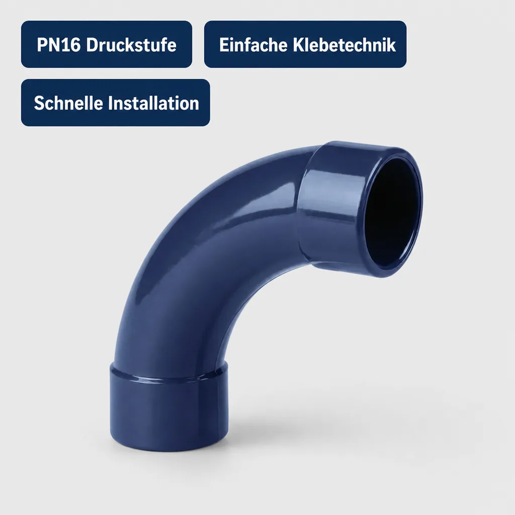 PVC Fittings, PVC Bogen 90 Grad, Klebefittinge 25mm, U Form