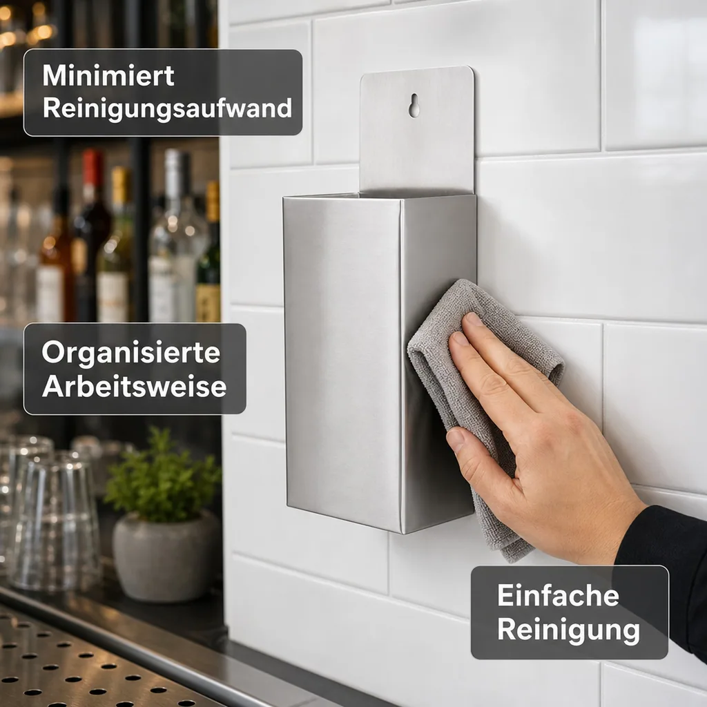 Kronkorken-Auffangbehälter, Kronkorkenauffangbehälter zur Wandbefestigung, Edelstahl
