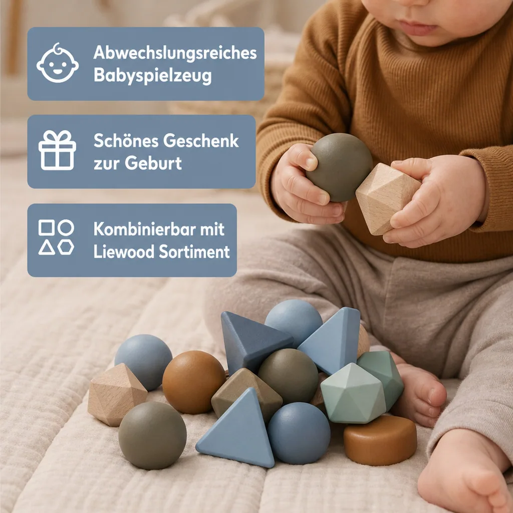 Liewood "Anna" Rassel Kugeln Holz blau Multi Mix