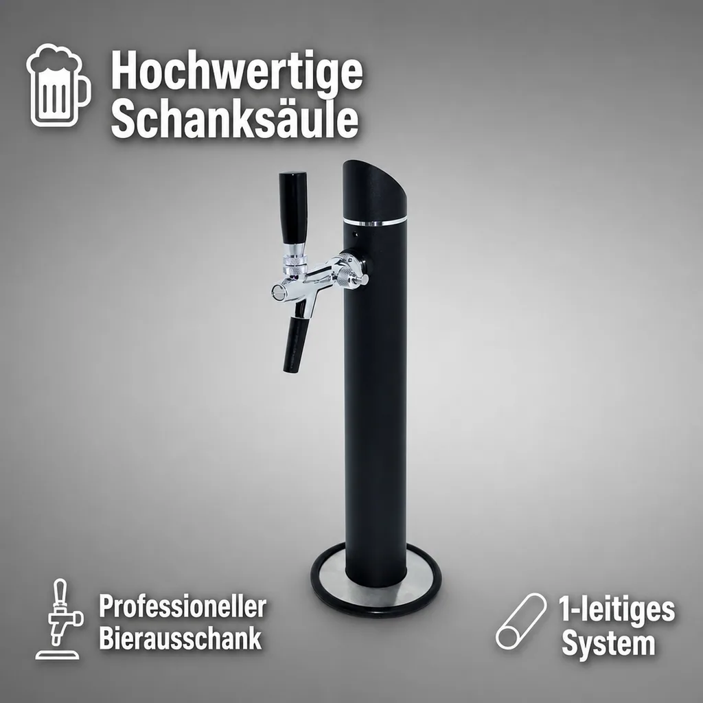 Schanksäule, Bierzapfsäule - Modell Black Tower, 1-leitig, mit Zierflansch
