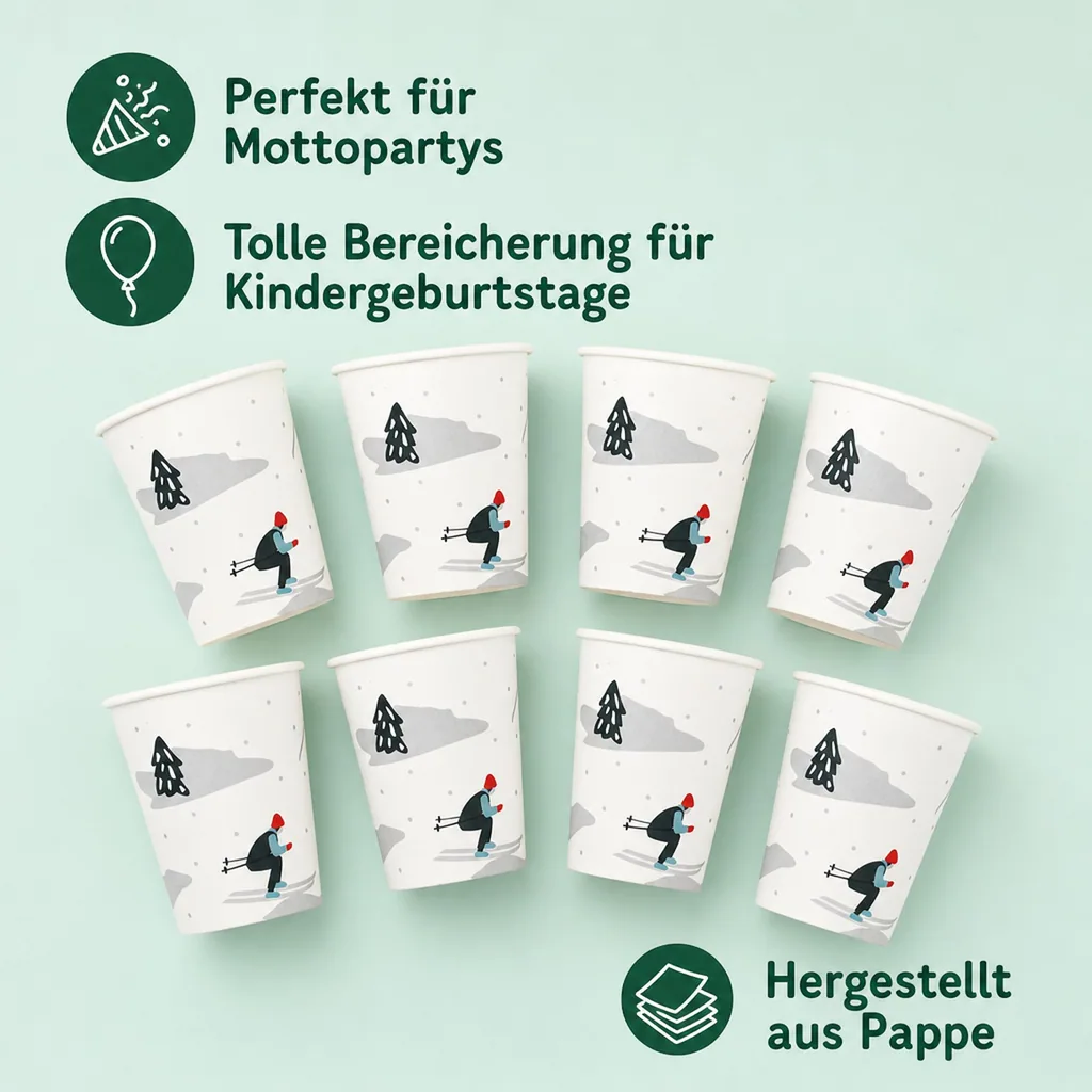 Ava & Yves Pappbecher Set Ski Fahrer