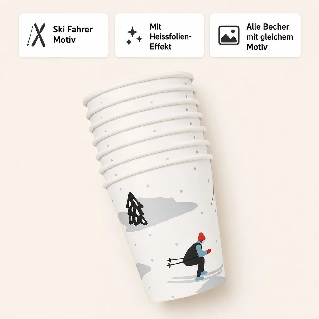 Ava & Yves Pappbecher Set Ski Fahrer