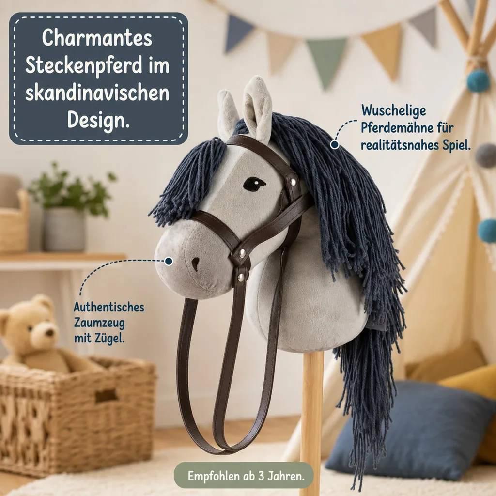 by Astrup Hobby Horse Steckenpferd grau