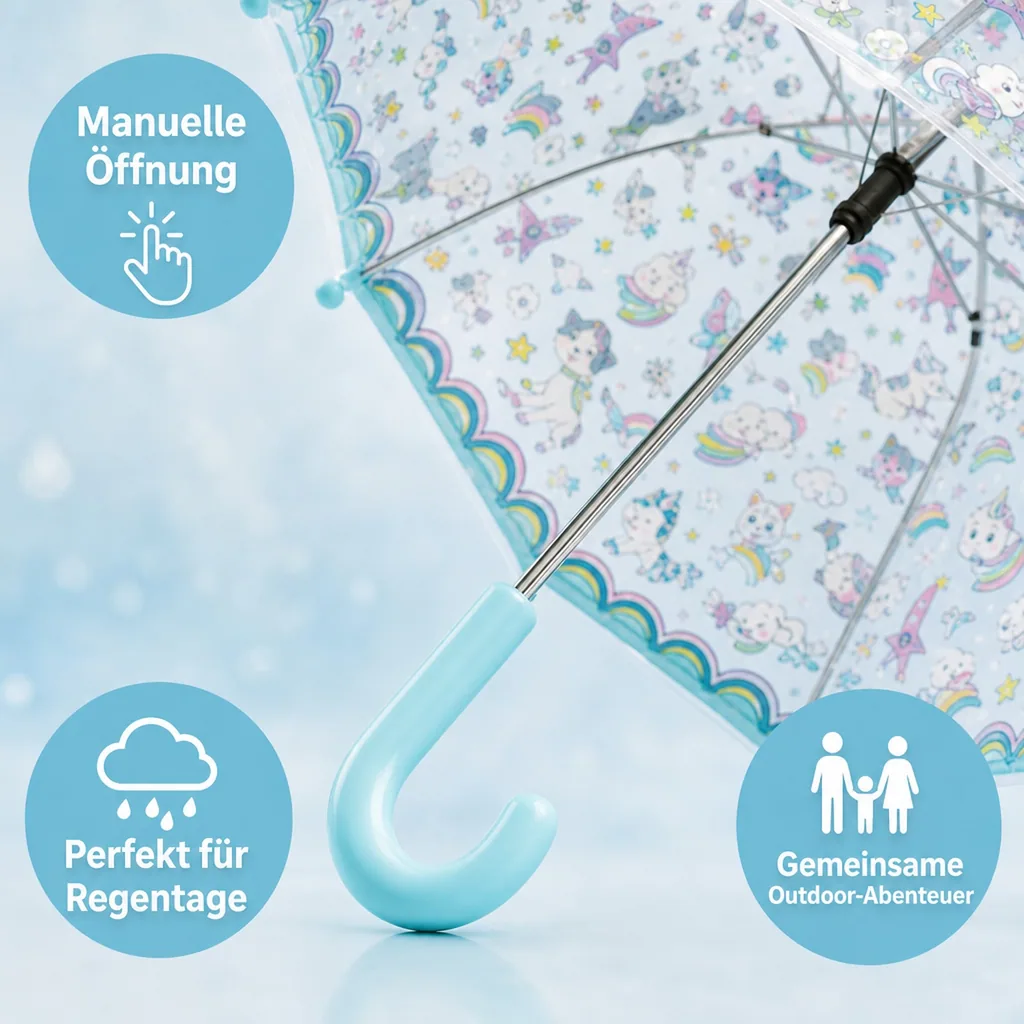 Djeco Kinder Regenschirm Einhorn blau