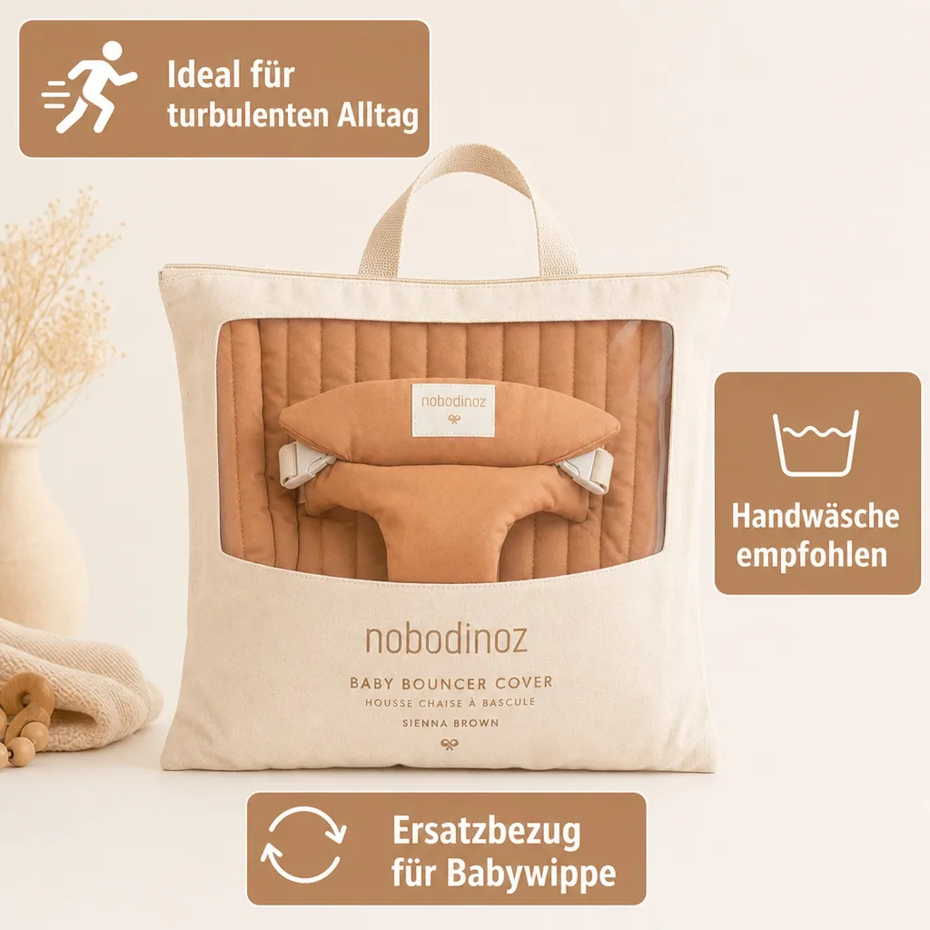 Babywippe Bezug, Ersatzbezug - Nobodinoz, Sienna braun