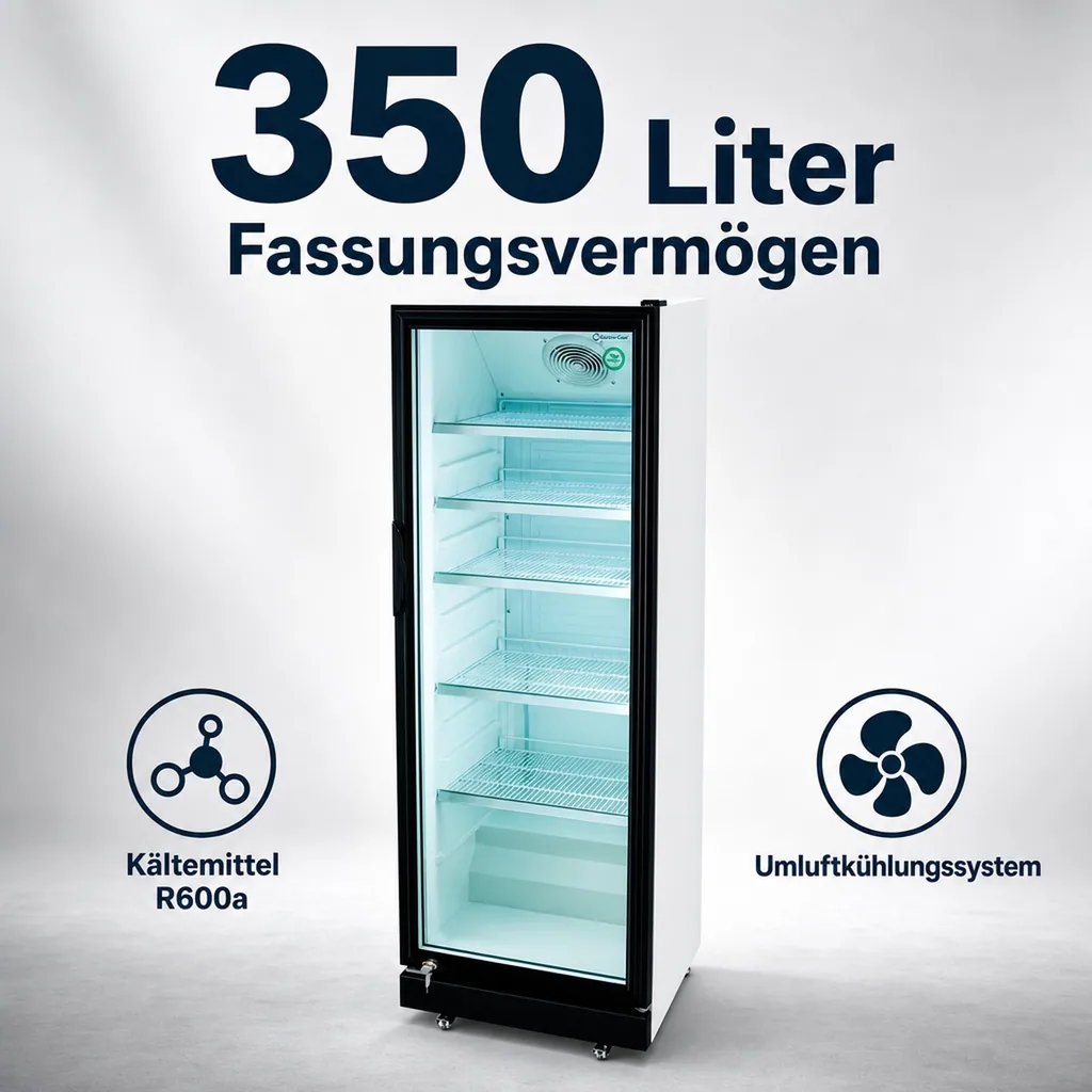 Getränkekühlschrank, Flaschenkühlschrank, Glastürkühlschrank - GCGD360 | Umluftkühlung | 350L | Energieklasse A+